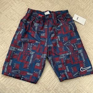 Nike Boys' Logo Mash-Up Breaker 8” Volley Shorts, red white & blue, Size XL NWT